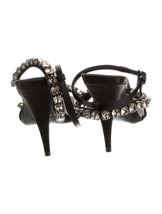 Saint Laurent Satin Crystal Embellishments Sandals