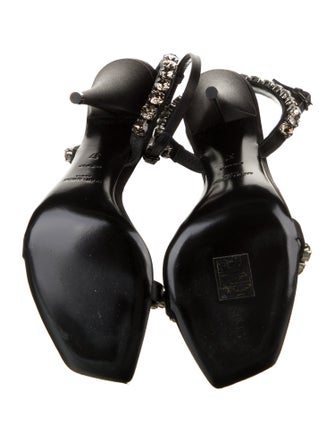 Saint Laurent Satin Crystal Embellishments Sandals