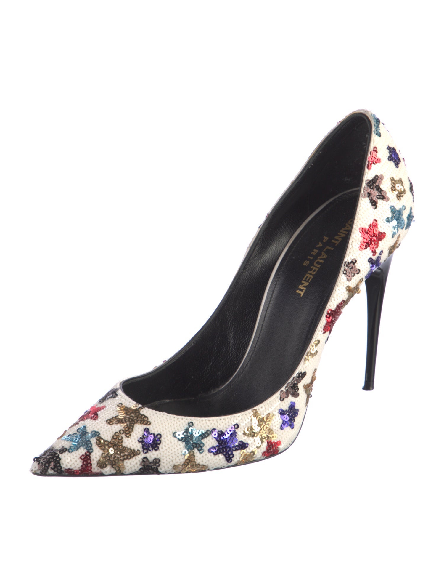 Saint Laurent Sequins Printed Slingback Pumps