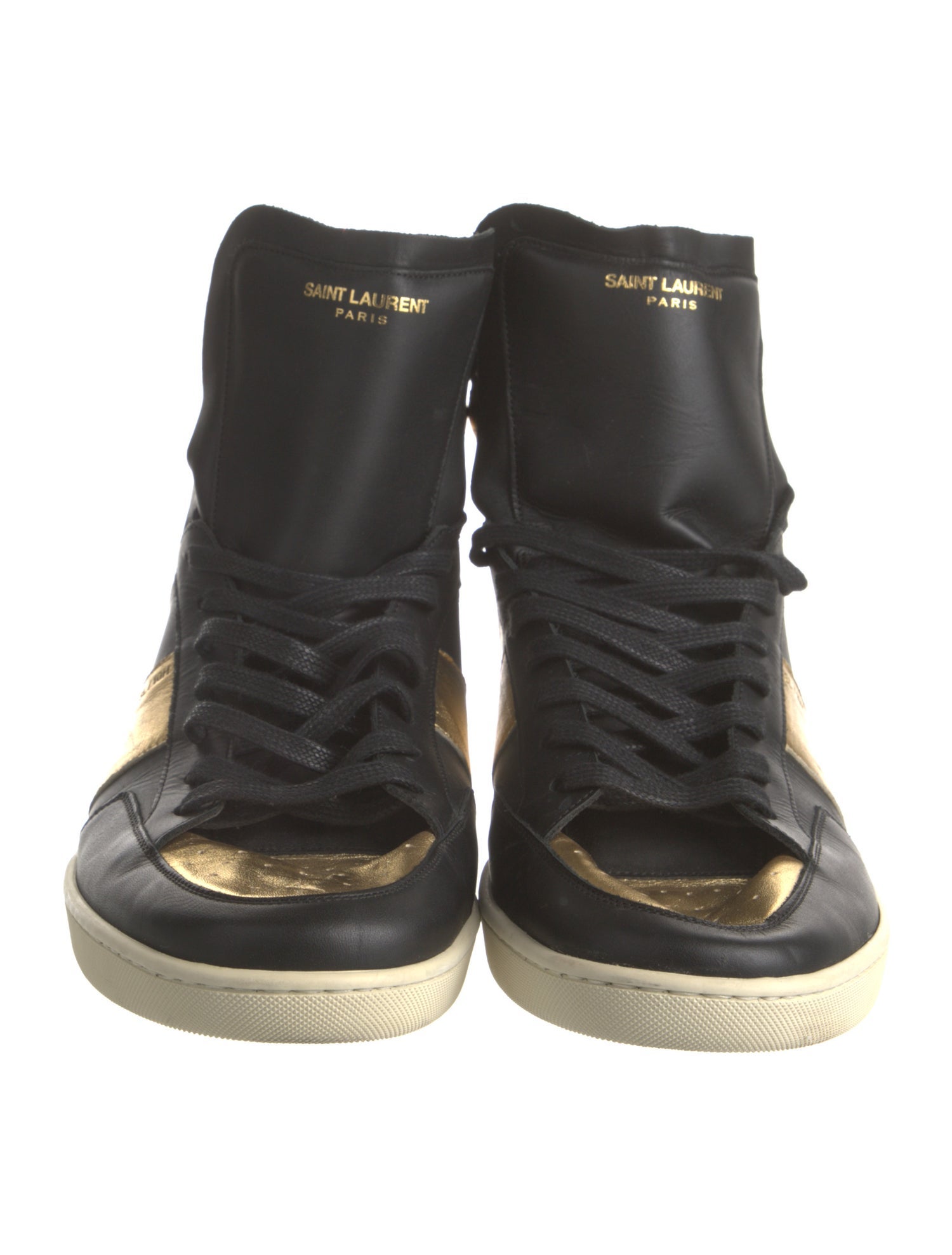 Saint Laurent Leather Colorblock Pattern Sneakers