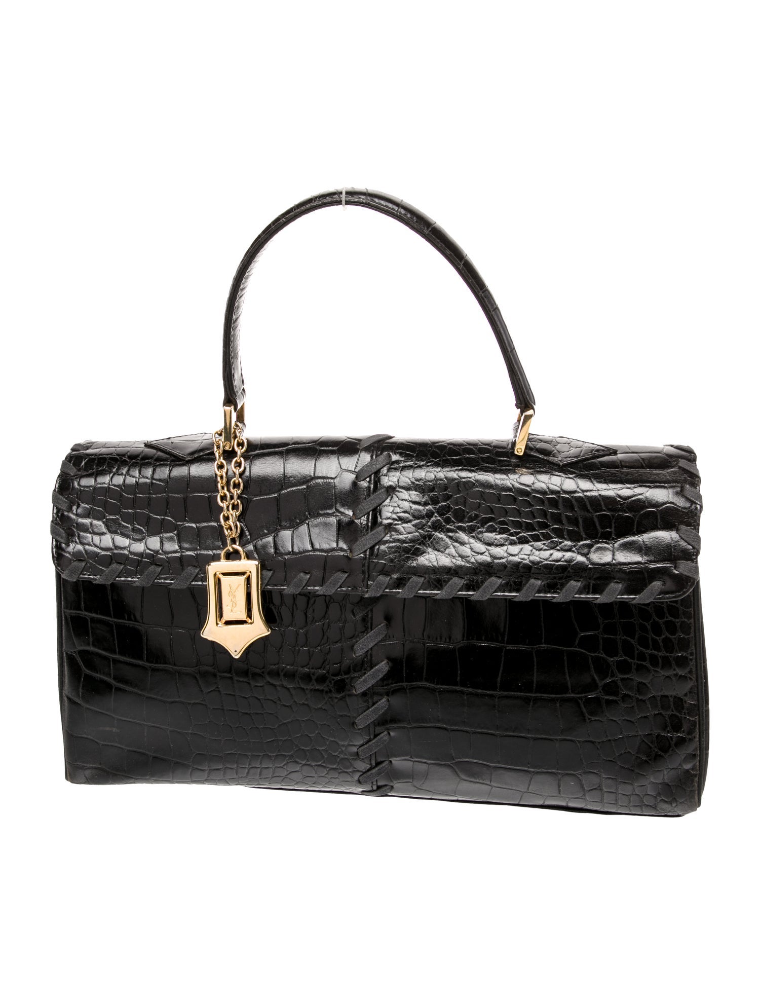 Yves Saint Laurent Embossed Leather Top Handle Bag Vintage