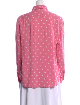 Saint Laurent Polka Dot Print Long Sleeve Button-Up Top