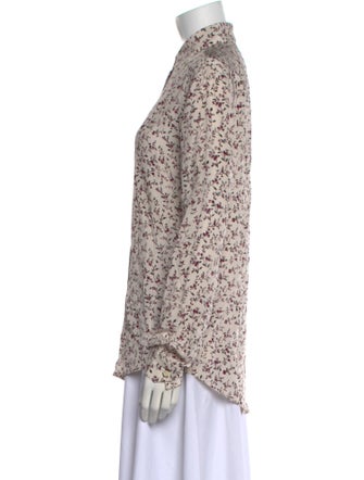 Saint Laurent Silk Floral Print Button-Up Top