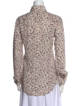 Saint Laurent Silk Floral Print Button-Up Top