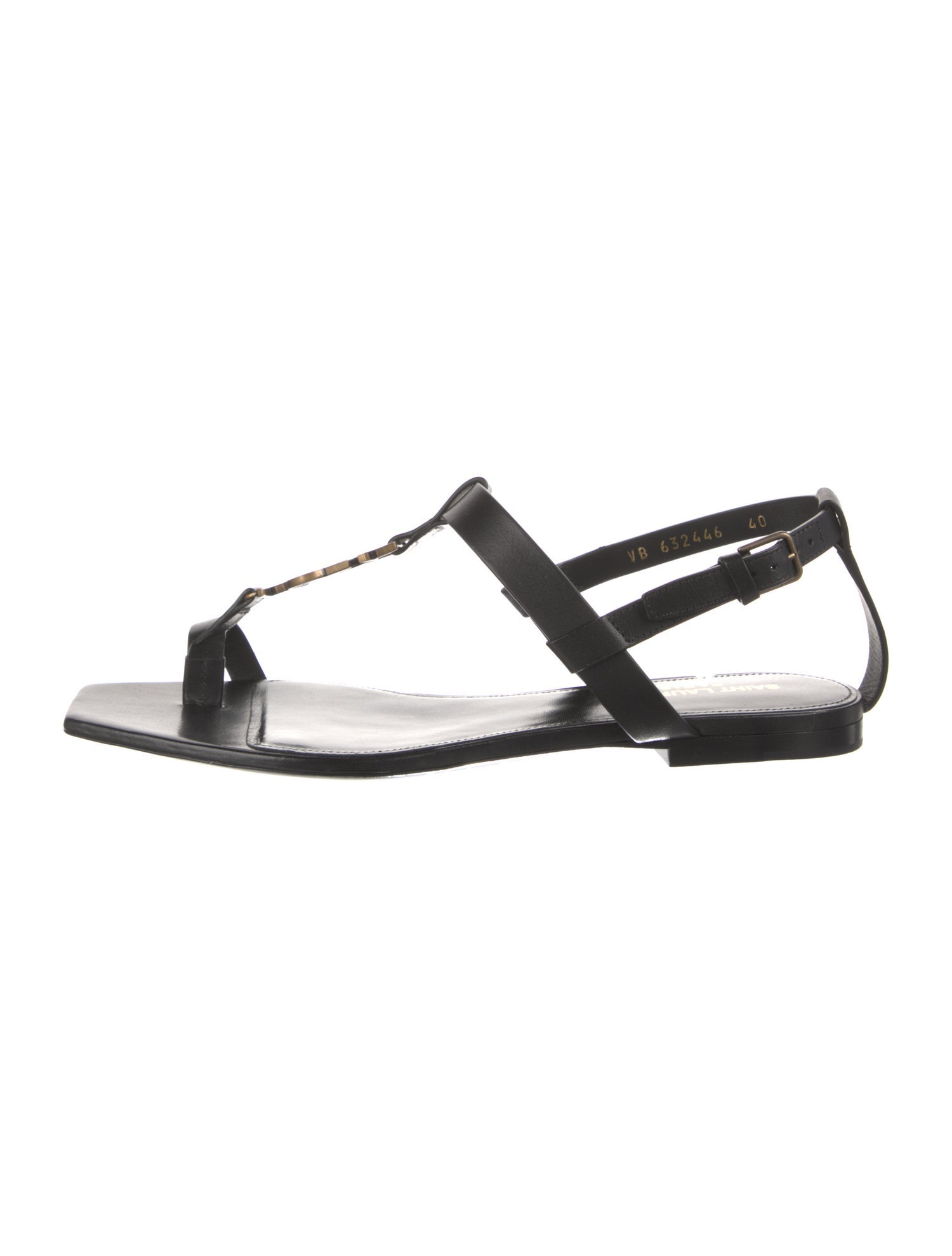 Saint Laurent Leather T-Strap Sandals w/ Tags