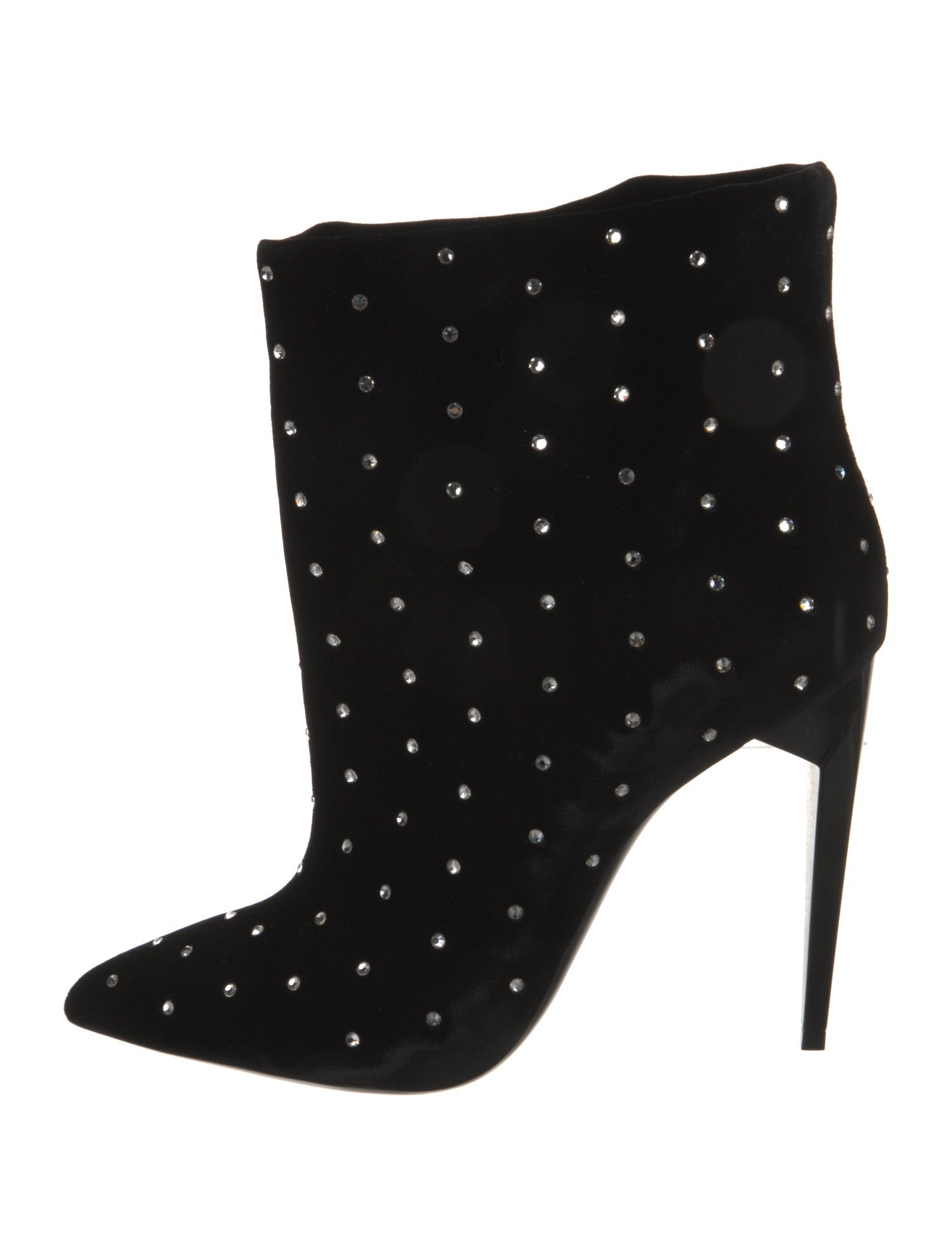 Saint Laurent Velvet Crystal Embellishments Boots w/ Tags