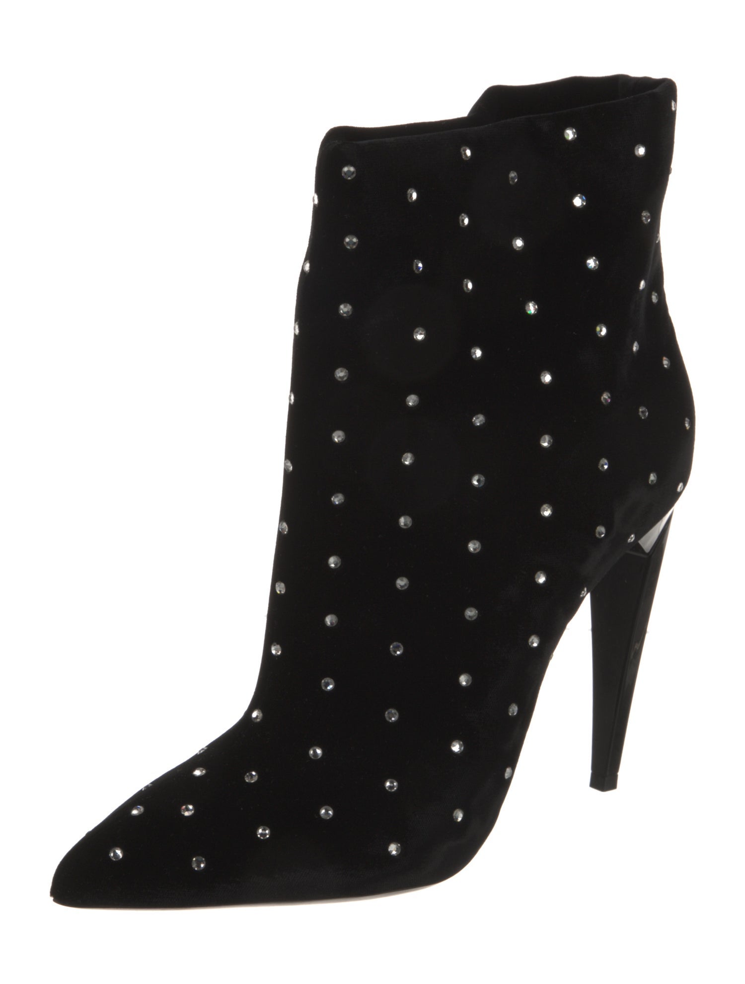 Saint Laurent Velvet Crystal Embellishments Boots w/ Tags