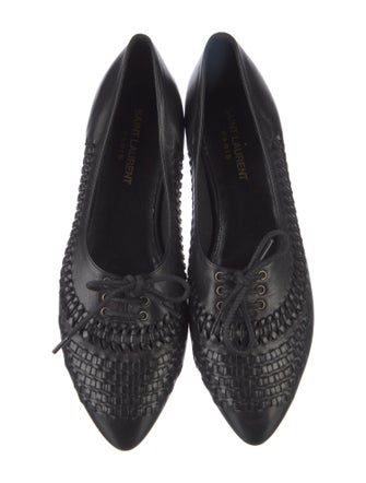 Saint Laurent Leather Braided Accents Ballet Flats