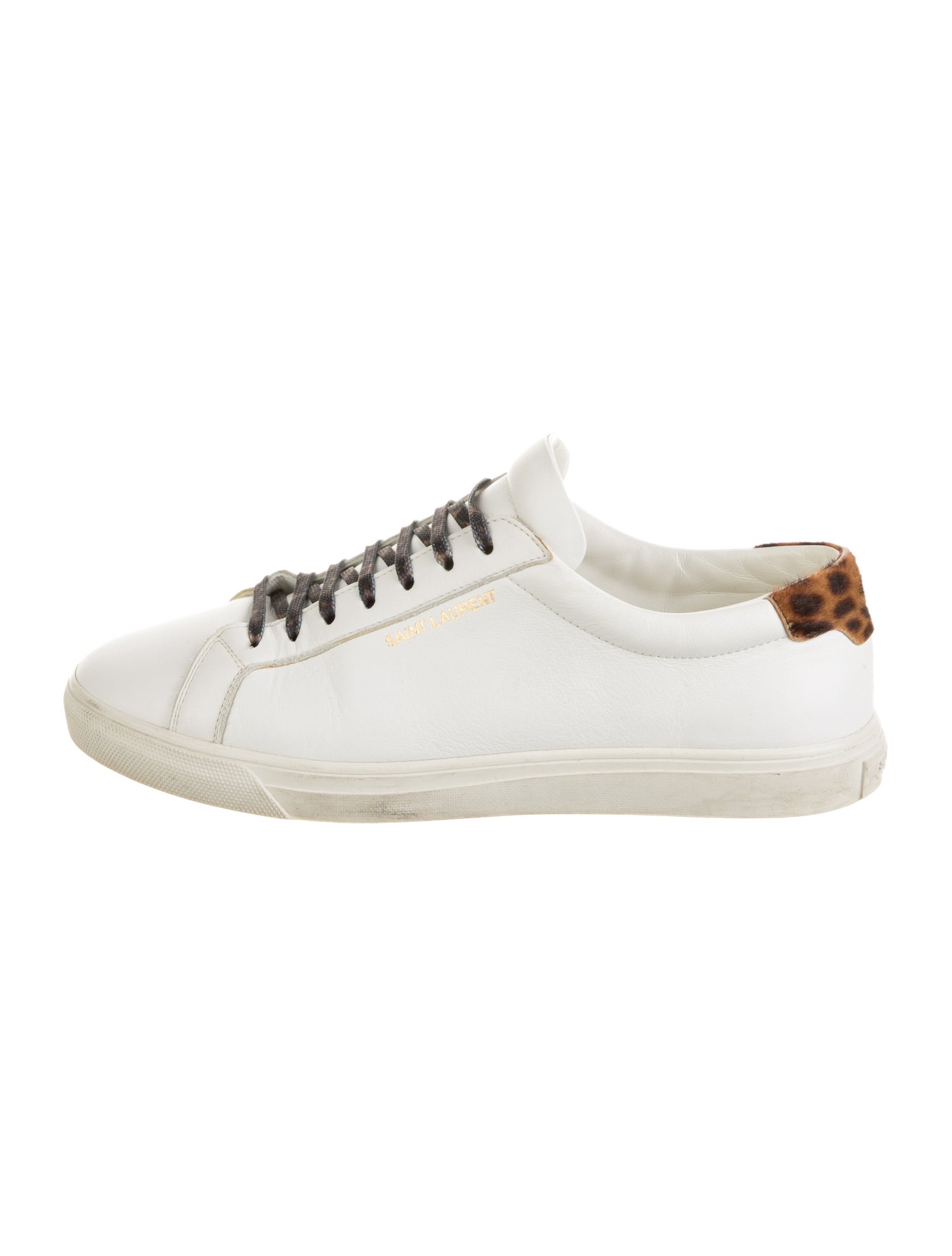 Saint Laurent Leather Fur Trim Sneakers