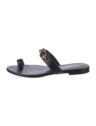 Saint Laurent Chain-Link Accent Leather Slides