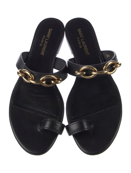 Saint Laurent Chain-Link Accent Leather Slides