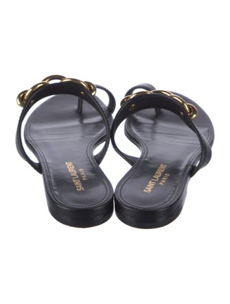Saint Laurent Chain-Link Accent Leather Slides