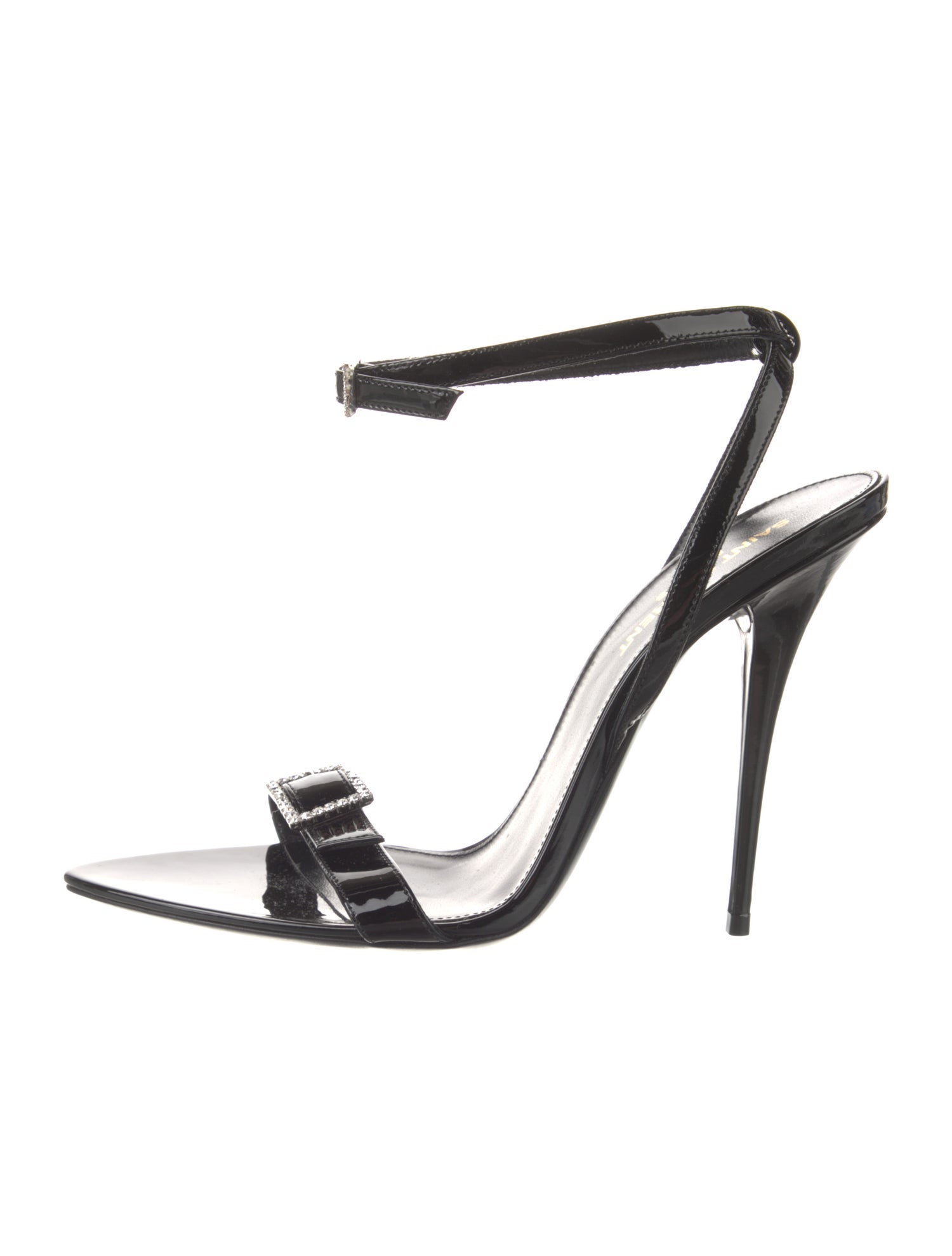 Saint Laurent Patent Leather Crystal Embellishments Sandals