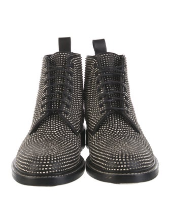 Saint Laurent Leather Studded Accents Combat Boots