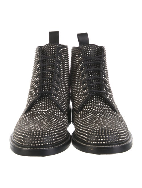 Saint Laurent Leather Studded Accents Combat Boots