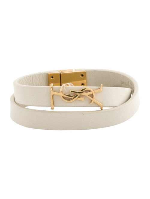 Saint Laurent Leather YSL Double Wrap Bracelet