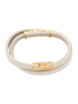 Saint Laurent Leather YSL Double Wrap Bracelet