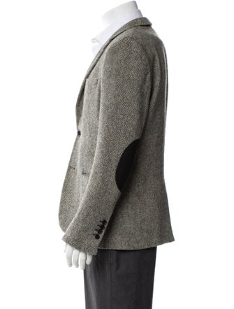 Saint Laurent Leather Trim Tweed Blazer