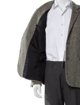 Saint Laurent Leather Trim Tweed Blazer