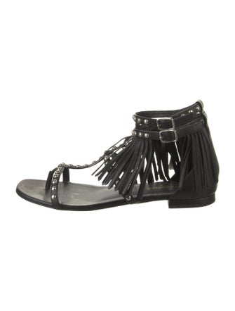 Saint Laurent Leather Studded Accents Gladiator Sandals