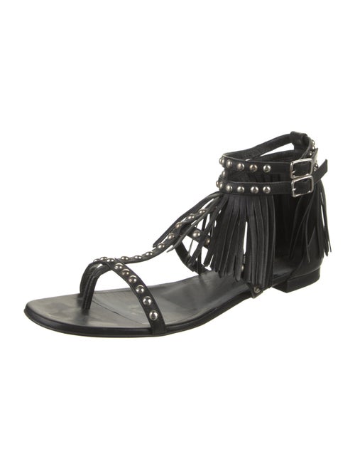 Saint Laurent Leather Studded Accents Gladiator Sandals
