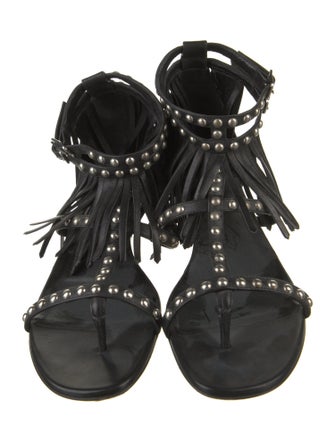Saint Laurent Leather Studded Accents Gladiator Sandals
