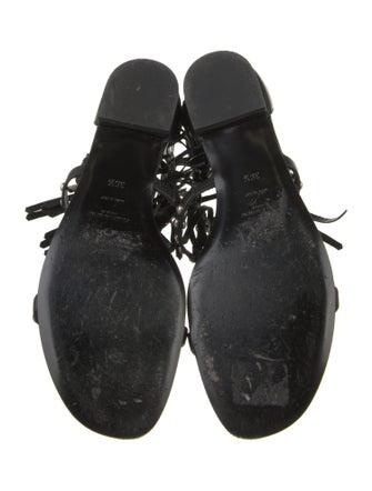 Saint Laurent Leather Studded Accents Gladiator Sandals