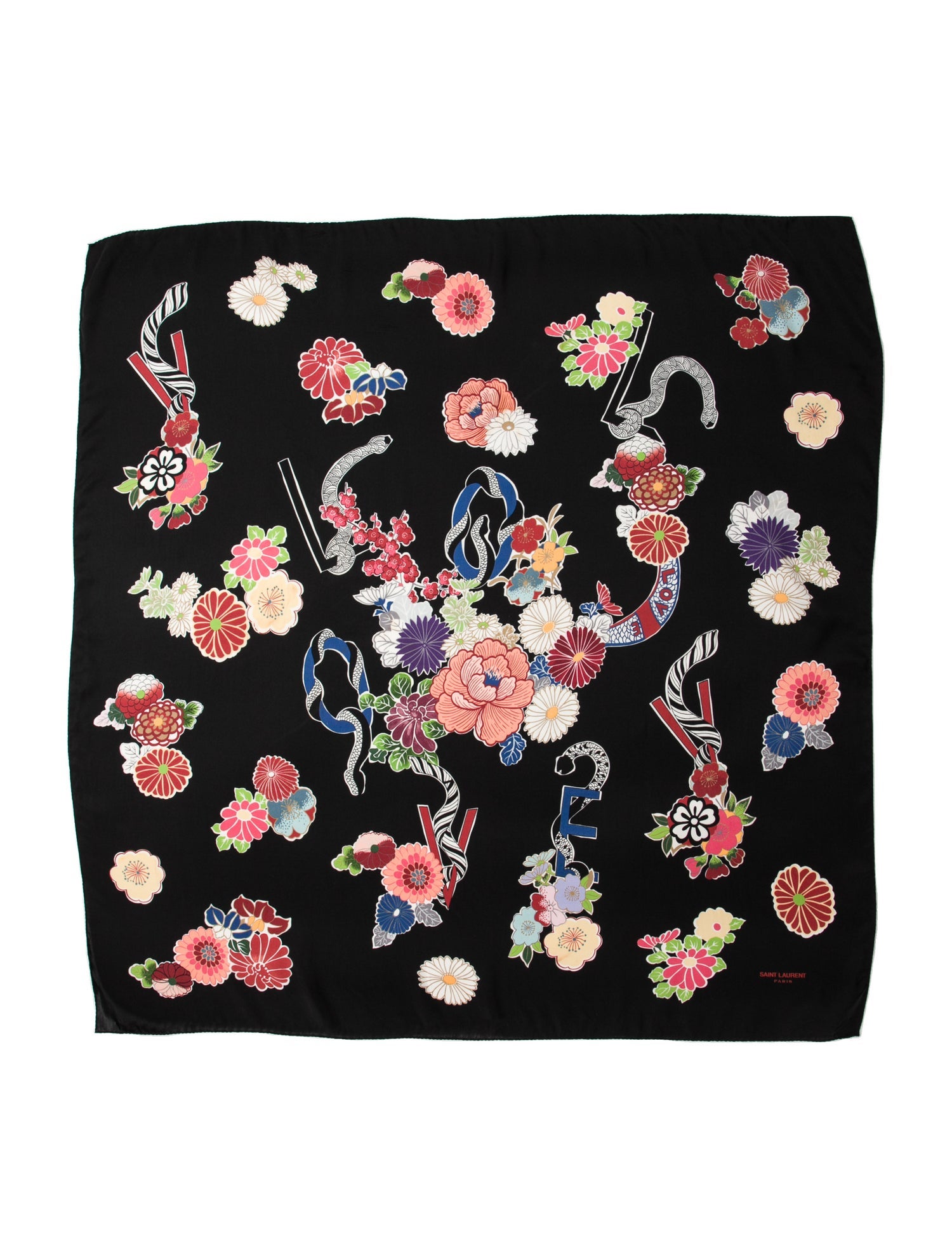 Saint Laurent Floral Print Scarf