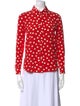 Saint Laurent Silk Polka Dot Print Button-Up Top