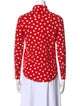 Saint Laurent Silk Polka Dot Print Button-Up Top