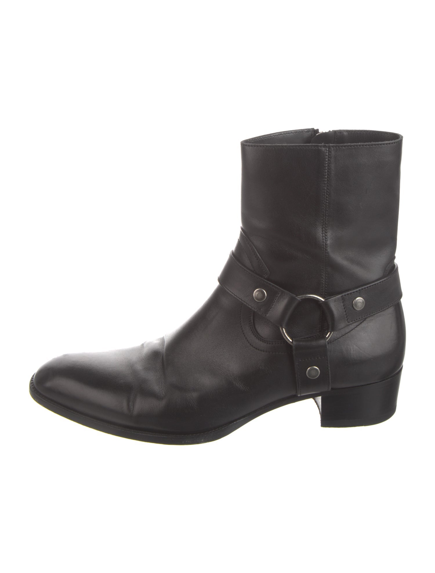 Saint Laurent Leather Studded Accents Boots