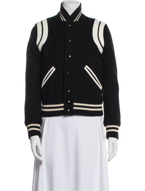 Saint Laurent Virgin Wool Colorblock Pattern Bomber Jacket