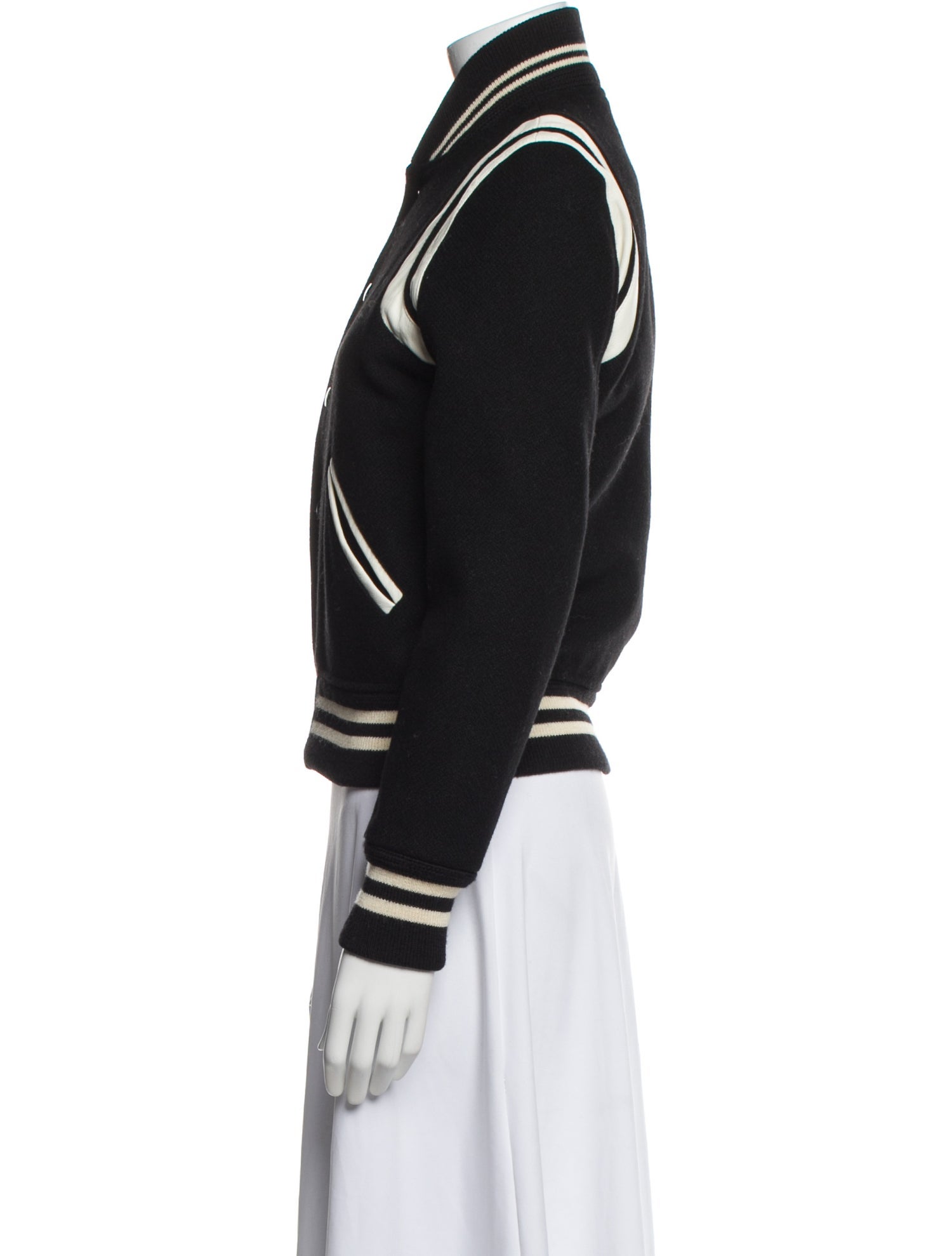 Saint Laurent Virgin Wool Colorblock Pattern Bomber Jacket