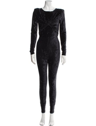 Saint Laurent Velour Scoop Neck Jumpsuit