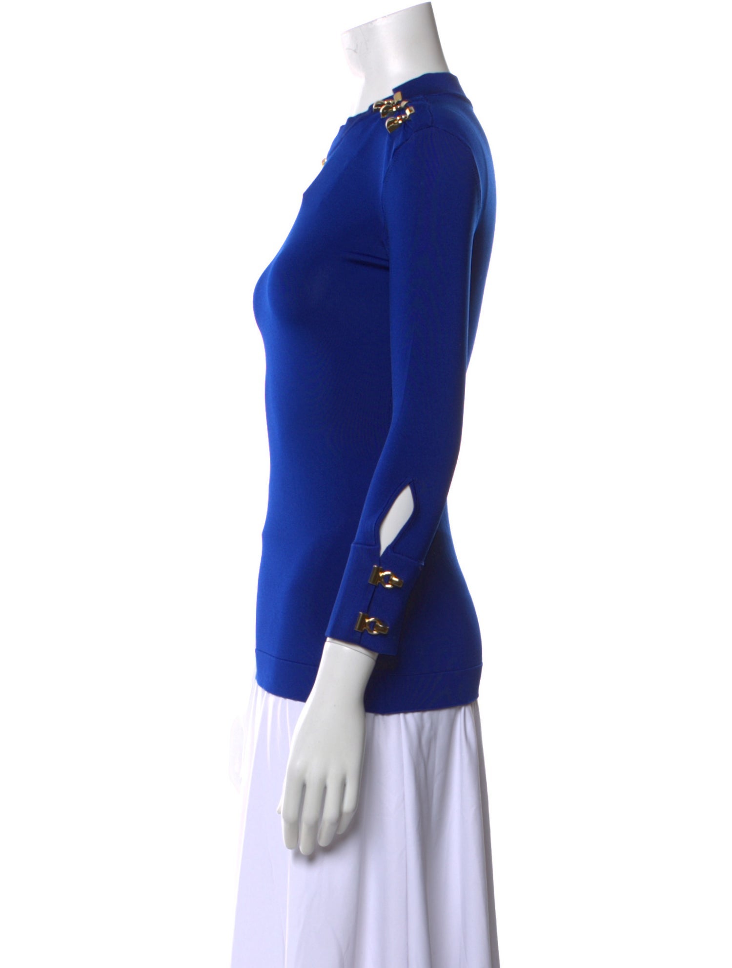 Saint Laurent Mock Neck Three-Quarter Sleeve Top w/ Tags