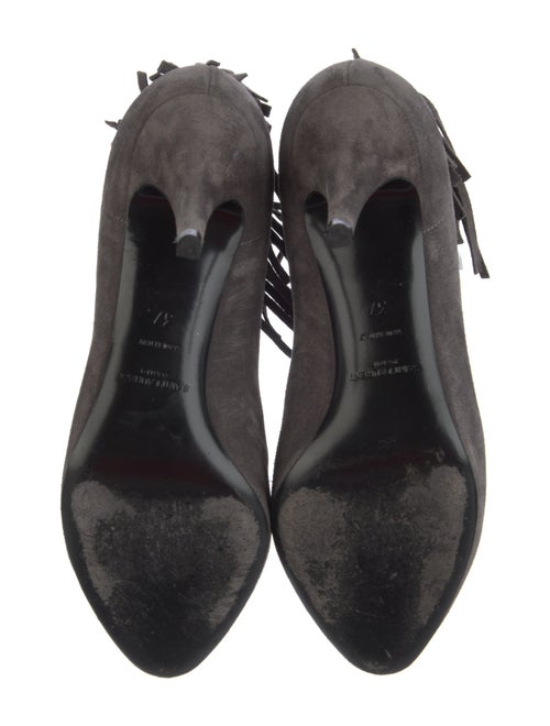 Saint Laurent Suede Fringe Trim Accent Lace-Up Boots