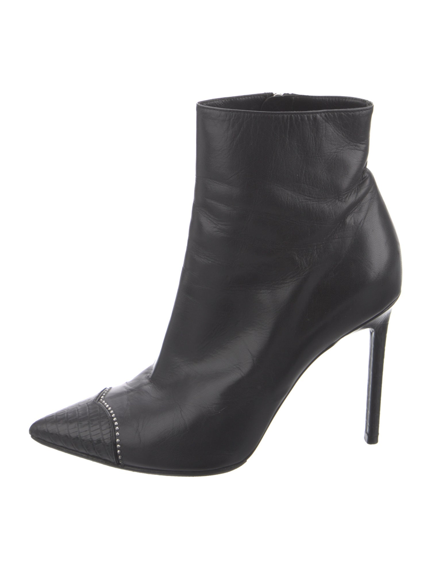 Saint Laurent Leather Studded Accents Boots