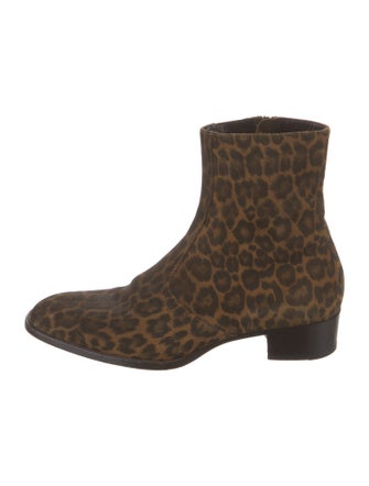 Saint Laurent Suede Animal Print Boots