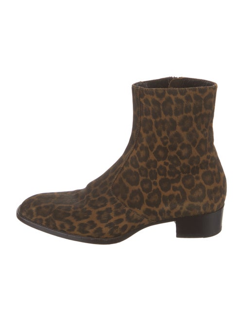 Saint Laurent Suede Animal Print Boots