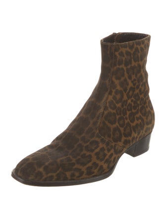 Saint Laurent Suede Animal Print Boots