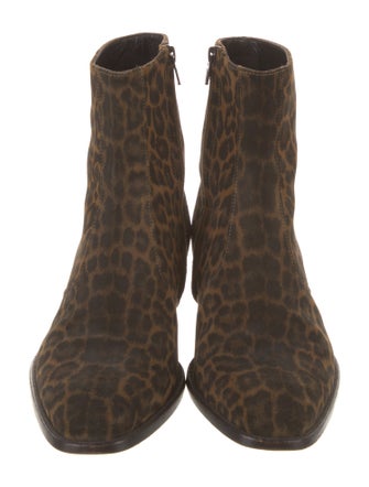 Saint Laurent Suede Animal Print Boots