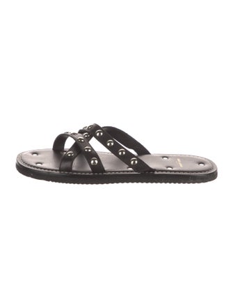 Saint Laurent Leather Studded Accents Slides