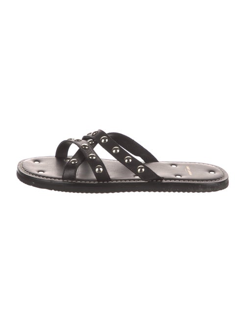 Saint Laurent Leather Studded Accents Slides