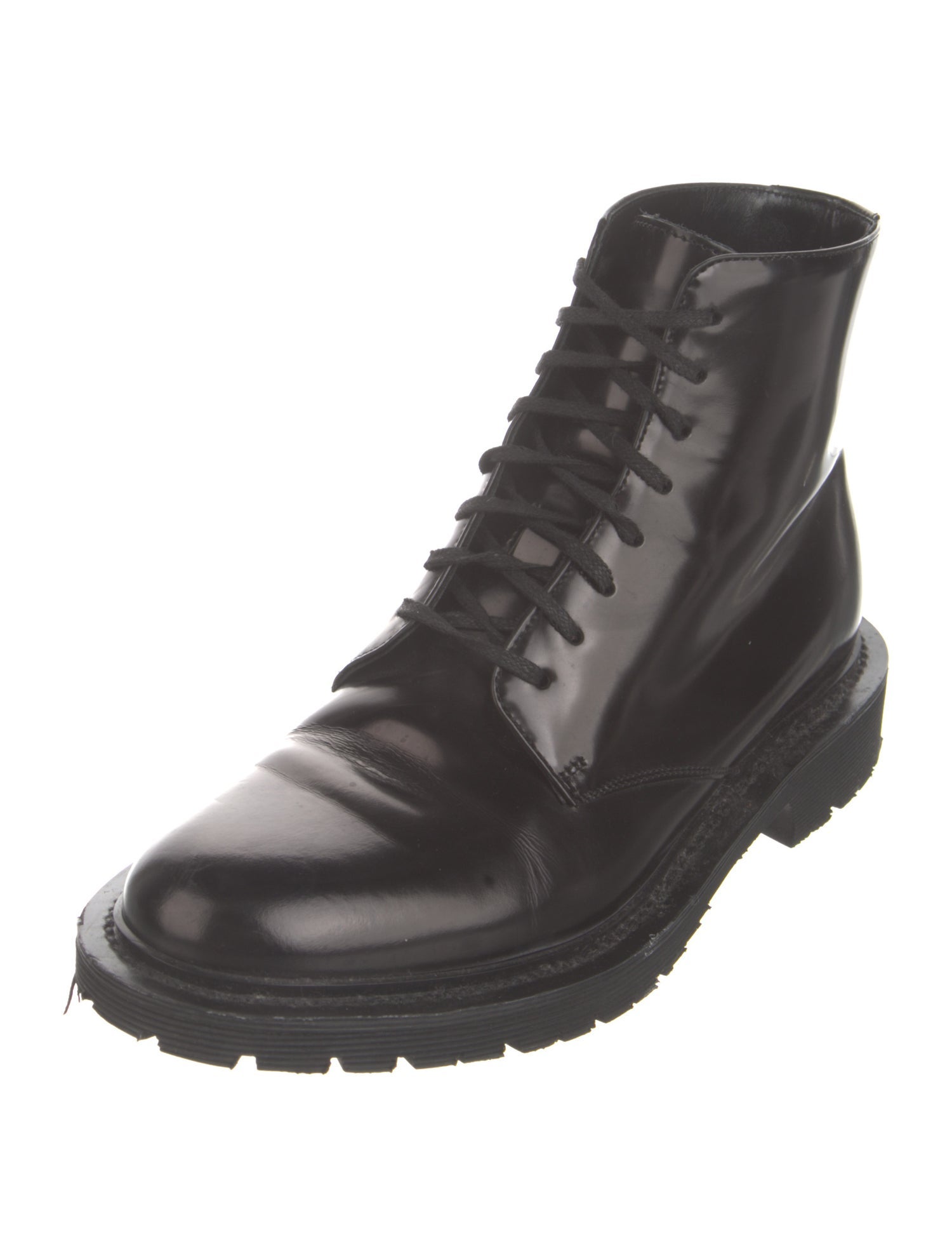 Saint Laurent Patent Leather Combat Boots