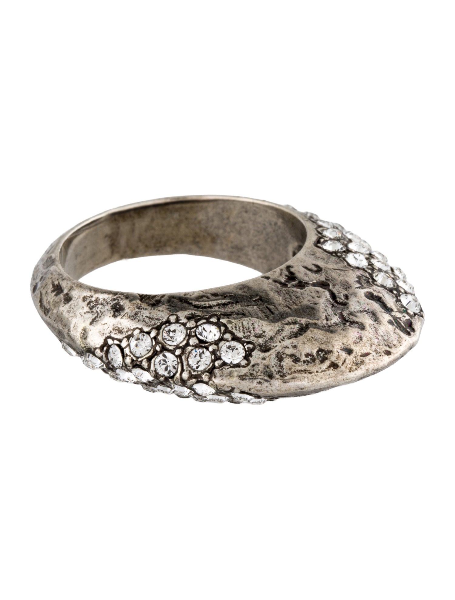 Saint Laurent Crystal Bague Oeuf Arty Cocktail Ring