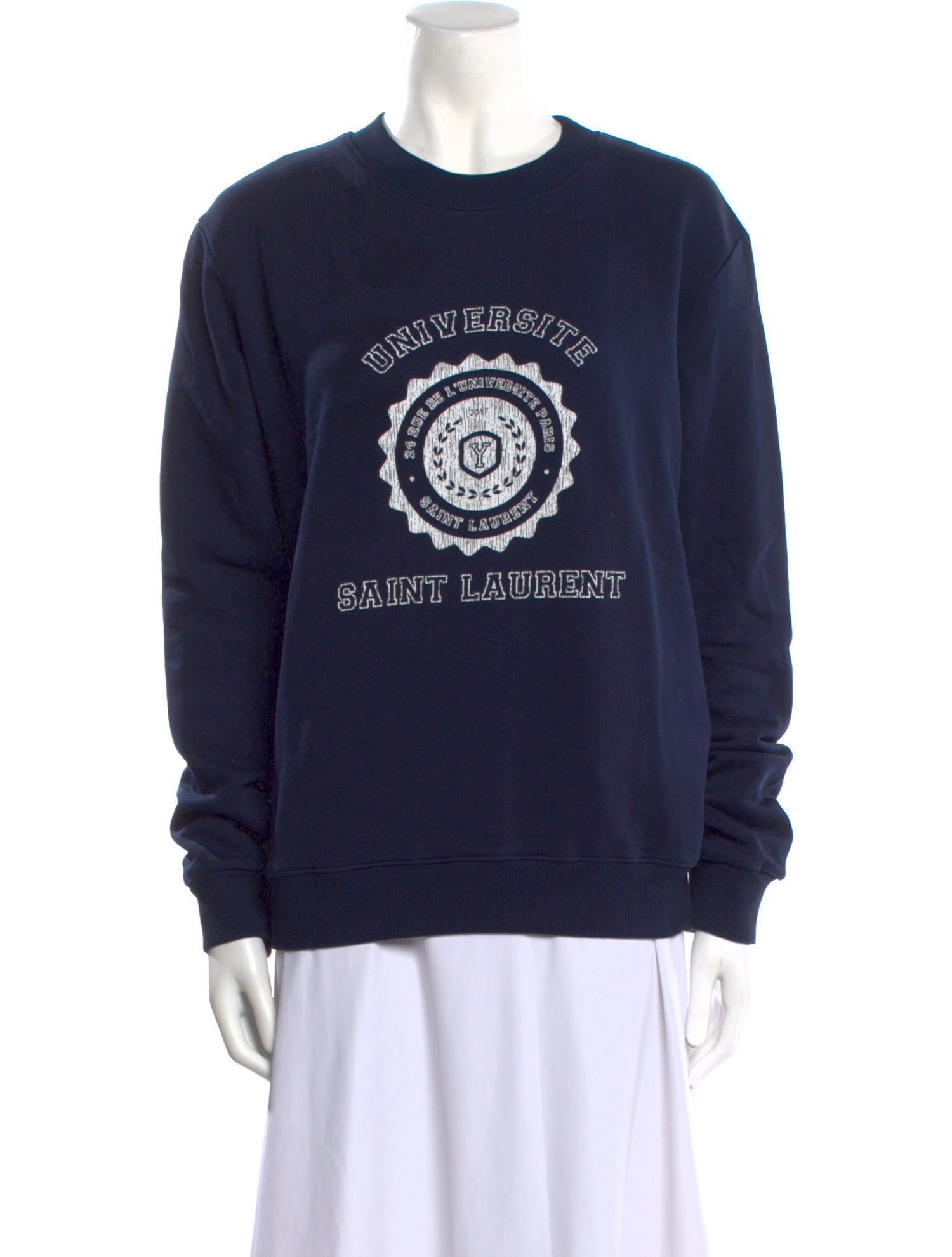 Saint Laurent Graphic Print Crew Neck Sweater