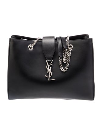 Saint Laurent Calfskin Monogram Cassandre Shopper Tote Large