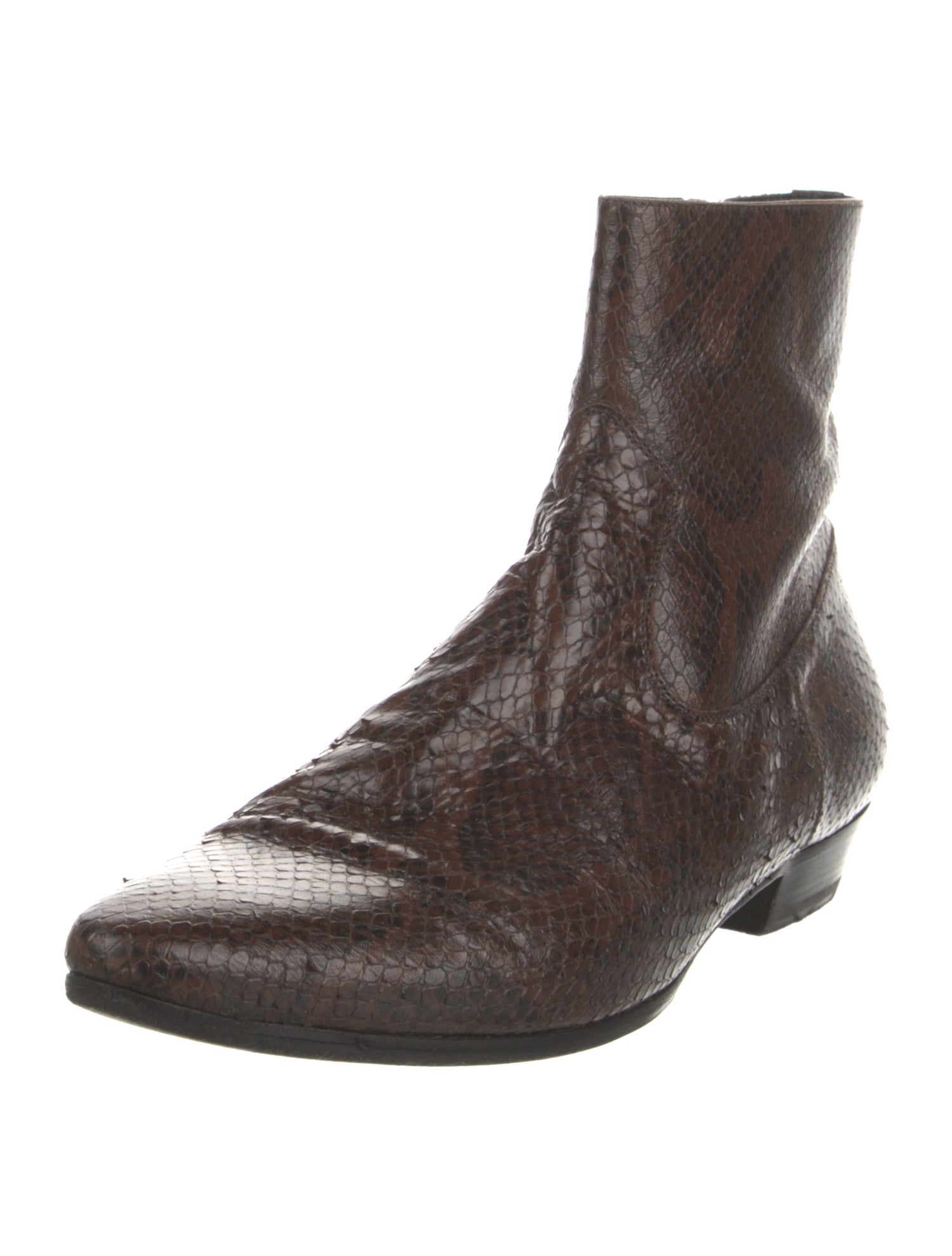 Saint Laurent Leather Animal Print Boots