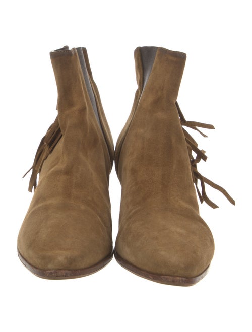 Saint Laurent Suede Fringe Trim Accent Chelsea Boots
