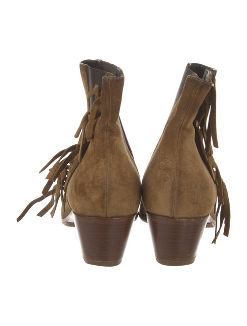 Saint Laurent Suede Fringe Trim Accent Chelsea Boots